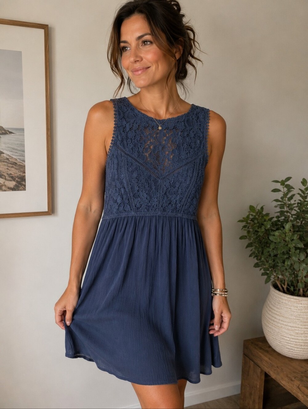 Abercrombie & Fitch Blue Halter Midi Sundress